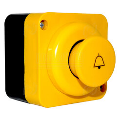 YELLOW MUSHROOM SWITCH WITH ALARM BELL, PULSED BUZZER AND FLASHING YELLOW LIGHT